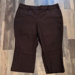 Lane Bryant Dark Brown Cropped Dress Pants - Size 16 Petite